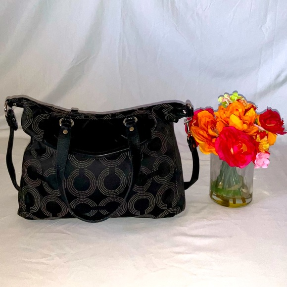 Coach Ashley Purse Black with Coach "C" Pattern No. H1280-F20068. - Picture 2 of 7